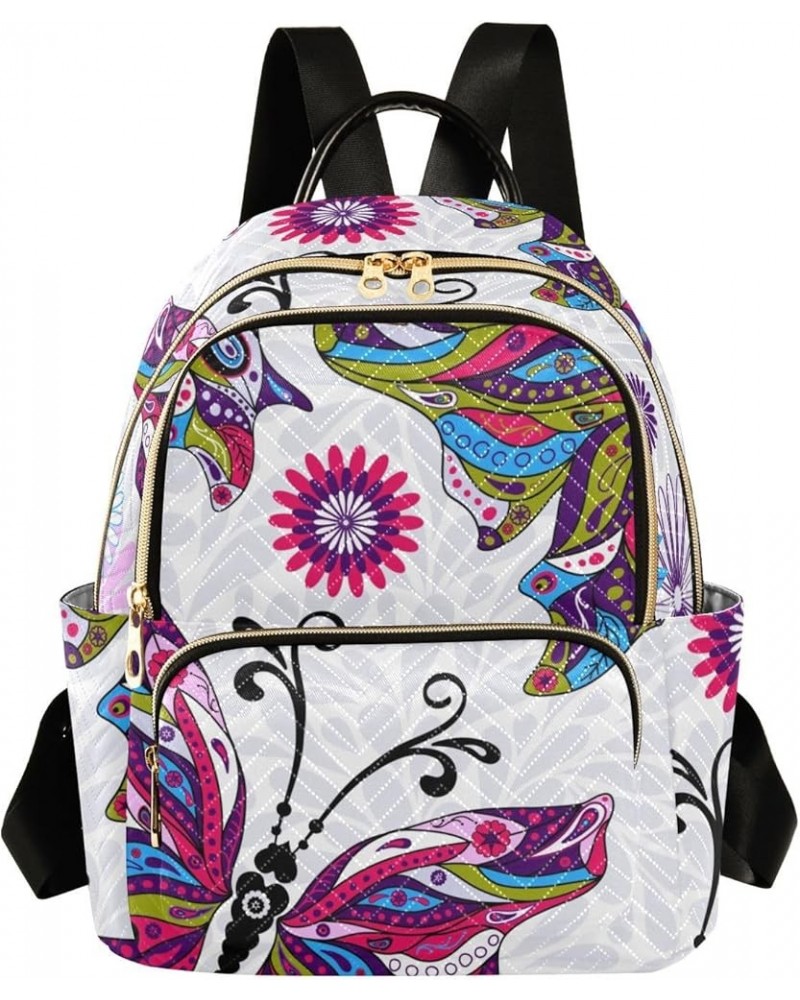 Colorful Butterflies Print Women's Backpack Wallet Casual Small Backpack Fashion Women's Travel Bag School Backpack Color342 ...