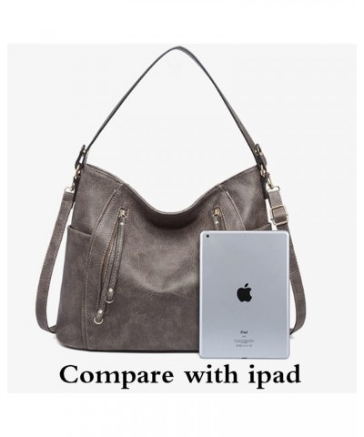 Women Retro Purse and Handbag Faux Leather Satchel Tote Zipper Top-handle Shoulder Bag Brown Dark Grey $23.86 Totes