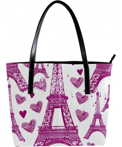 Tote Bag for Women, Large Tote Bag, Tote Bag with Zipper, Valentine Pink Eiffel Tower Heart, Totes for Women Design 6147 $25....