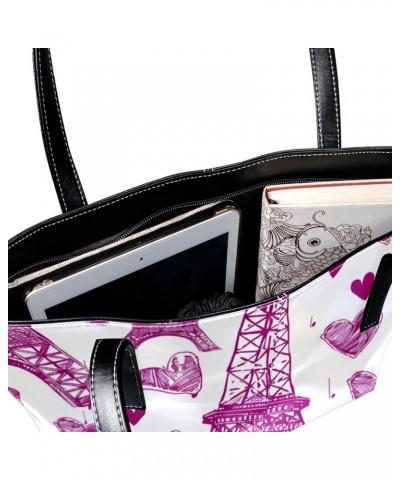 Tote Bag for Women, Large Tote Bag, Tote Bag with Zipper, Valentine Pink Eiffel Tower Heart, Totes for Women Design 6147 $25....