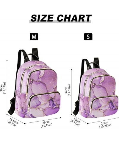 Small Backpack for Women Travel Bag Purple and Shiny Golden Marble Daypack Purse Fashion Shoulder Bag Rucksack Small B634 $15...