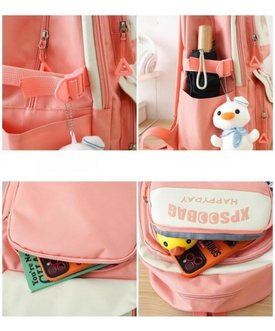 Kawaii Backpack with Accessories Cute Duck Pendant Multiple Pockets Aesthetic Cute Backpack (Geen) Black $18.71 Backpacks