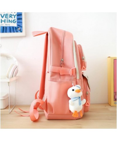 Kawaii Backpack with Accessories Cute Duck Pendant Multiple Pockets Aesthetic Cute Backpack (Geen) Black $18.71 Backpacks