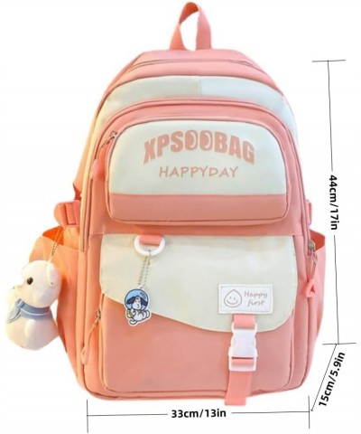 Kawaii Backpack with Accessories Cute Duck Pendant Multiple Pockets Aesthetic Cute Backpack (Geen) Black $18.71 Backpacks