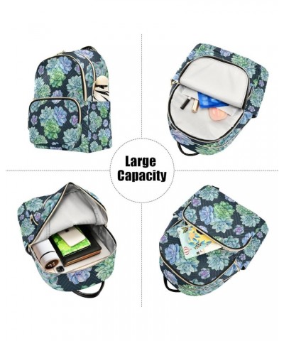 Women Backpack Succulent Green Purple Anti-Theft Travel Backpack with Luggage Belt Lightweight Handbag Lady Purse Roomy Doubl...