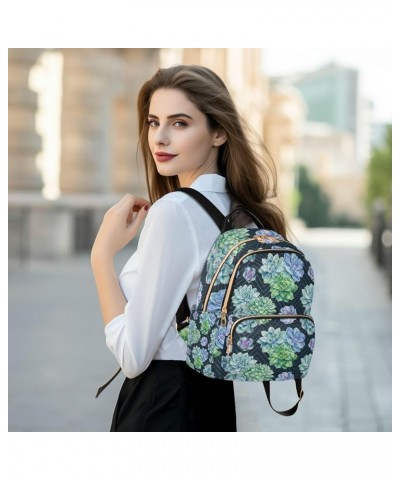 Women Backpack Succulent Green Purple Anti-Theft Travel Backpack with Luggage Belt Lightweight Handbag Lady Purse Roomy Doubl...