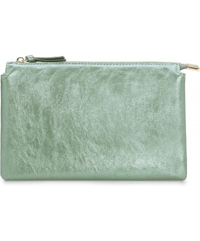 PU Leather Clutch for Women Evening Bag Chain Strap Shoulder Bag Crossbody Purse with Double Compartments Metallic Mint $17.7...