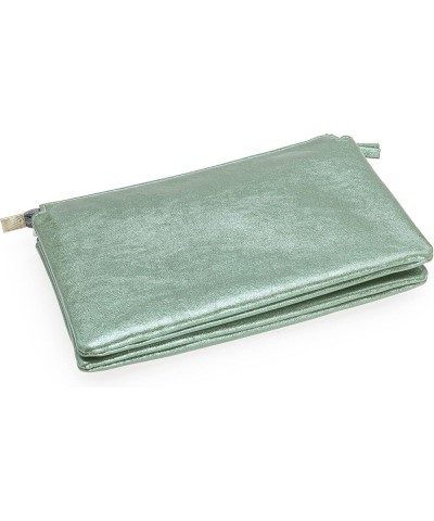 PU Leather Clutch for Women Evening Bag Chain Strap Shoulder Bag Crossbody Purse with Double Compartments Metallic Mint $17.7...