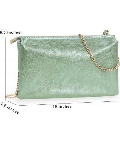 PU Leather Clutch for Women Evening Bag Chain Strap Shoulder Bag Crossbody Purse with Double Compartments Metallic Mint $17.7...