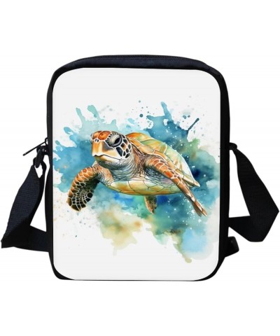 Women Teens Shoulder Crossbody Bag, Lightweight Zipper Messenger Bags for Travel School Sea Turtle - White and Green $10.02 C...