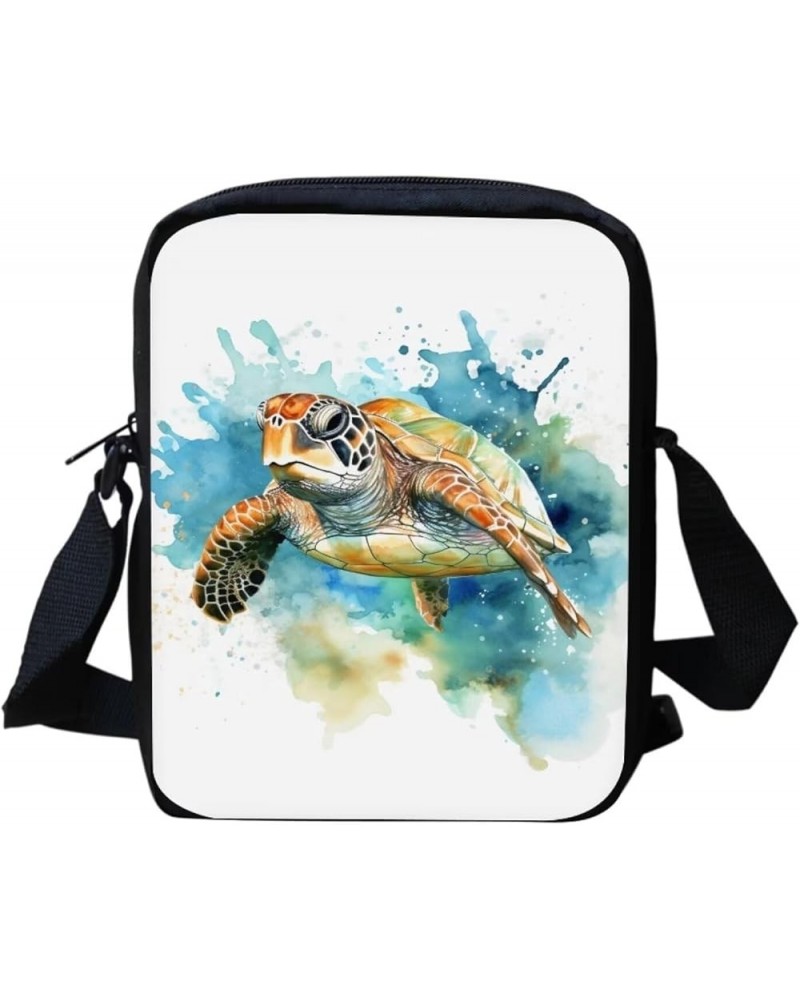 Women Teens Shoulder Crossbody Bag, Lightweight Zipper Messenger Bags for Travel School Sea Turtle - White and Green $10.02 C...