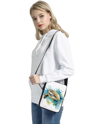 Women Teens Shoulder Crossbody Bag, Lightweight Zipper Messenger Bags for Travel School Sea Turtle - White and Green $10.02 C...