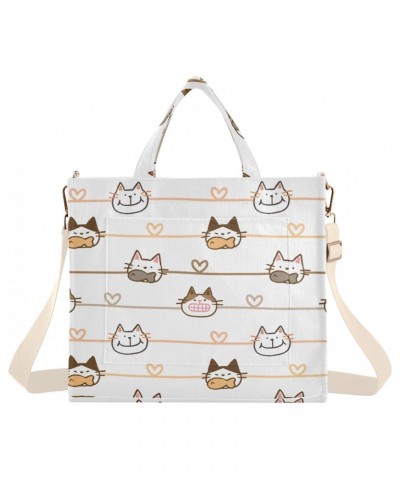 Cute Cat Corduroy Tote Bag for Women Hobo Crossbody Bag Purse Stylish Shoulder Handbag Messenger Bags, S $11.28 Totes