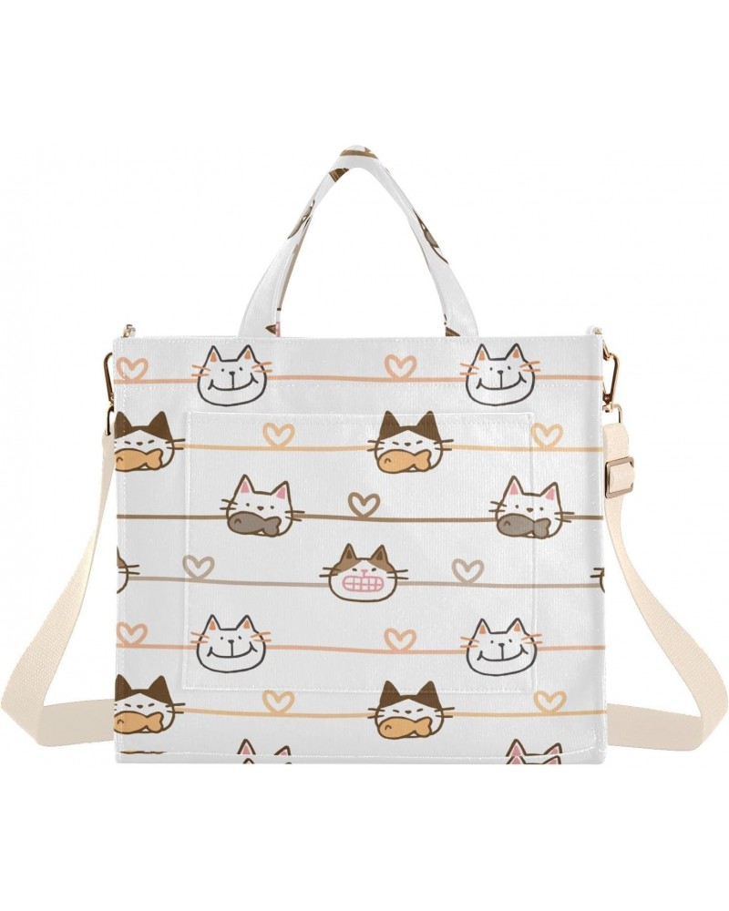 Cute Cat Corduroy Tote Bag for Women Hobo Crossbody Bag Purse Stylish Shoulder Handbag Messenger Bags, S $11.28 Totes