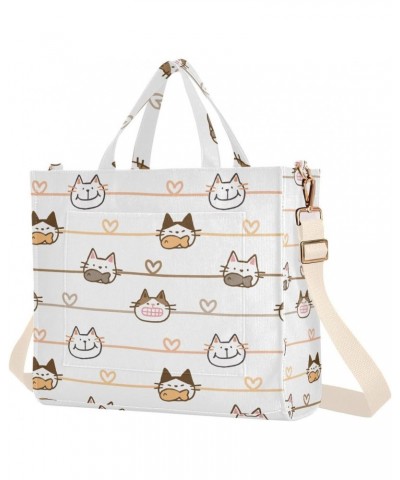 Cute Cat Corduroy Tote Bag for Women Hobo Crossbody Bag Purse Stylish Shoulder Handbag Messenger Bags, S $11.28 Totes