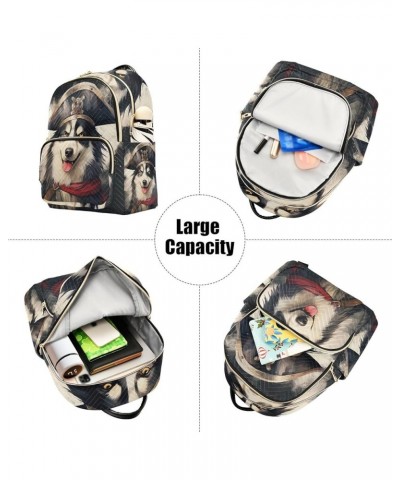 Canal with Buildings Ladies Fashion Backpack, Casual Daypack Backpacks, Purse Backpack for Women, S Cute Husky Dog Wearing a ...