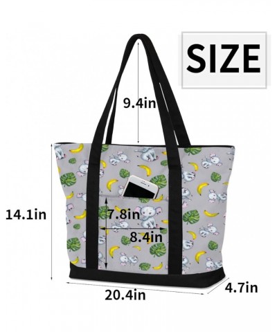 Tote Bag for Women Canvas Shoulder Bag Large Casual Handbag Lightweight Tote Bag with Zipper for Work Travel Shopping Elephan...