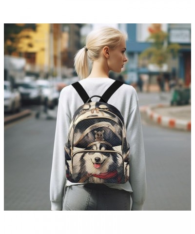 Canal with Buildings Ladies Fashion Backpack, Casual Daypack Backpacks, Purse Backpack for Women, S Cute Husky Dog Wearing a ...