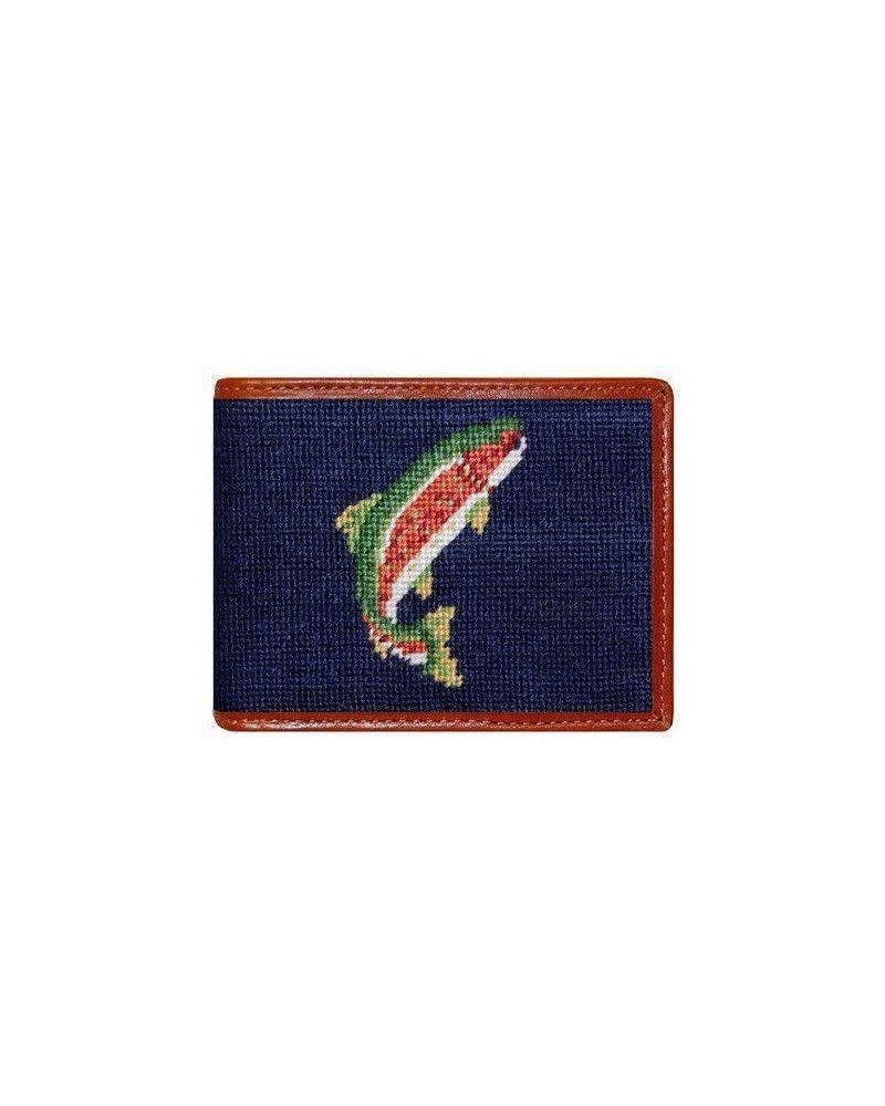 Trout and Fly Needlepoint Wallet in Navy Navy $57.20 Wallets