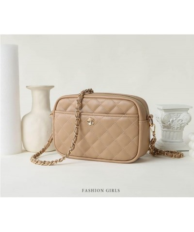 Crossbody Diamond Bag with Metal Chain Strap, Small Shoulder Bag for Women Apricot Color $13.02 Crossbody Bags