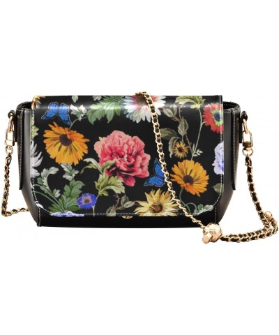 Floral Spring Butterfly Crossbody bags for Women Small Crossbody Purses with Metal Chain Cell Phone Purse Cross Body Bag for ...