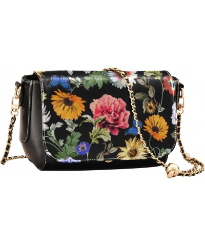 Floral Spring Butterfly Crossbody bags for Women Small Crossbody Purses with Metal Chain Cell Phone Purse Cross Body Bag for ...