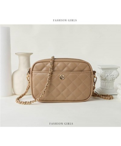 Crossbody Diamond Bag with Metal Chain Strap, Small Shoulder Bag for Women Apricot Color $13.02 Crossbody Bags