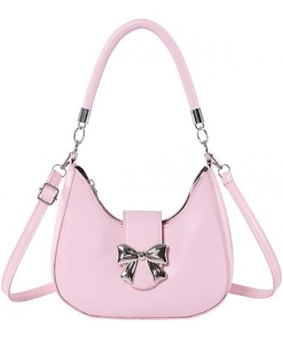 Bow Handheld Bag Women's Underarm Bag Chain Strap Hobo Handbags Crossbody Bag Pink $12.96 Crossbody Bags