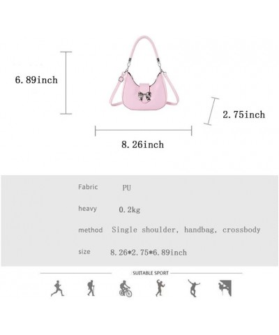 Bow Handheld Bag Women's Underarm Bag Chain Strap Hobo Handbags Crossbody Bag Pink $12.96 Crossbody Bags