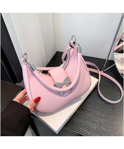 Bow Handheld Bag Women's Underarm Bag Chain Strap Hobo Handbags Crossbody Bag Pink $12.96 Crossbody Bags