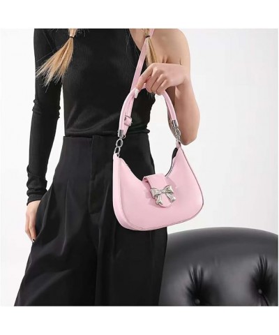 Bow Handheld Bag Women's Underarm Bag Chain Strap Hobo Handbags Crossbody Bag Pink $12.96 Crossbody Bags