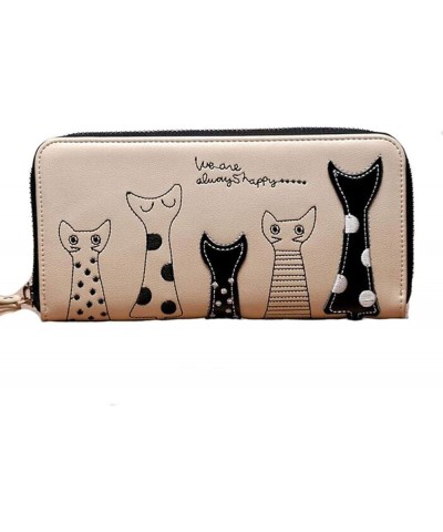 Womens Wallets Cat Long Zipper PU Leather Clutch Purse Card Holder White $9.17 Wallets