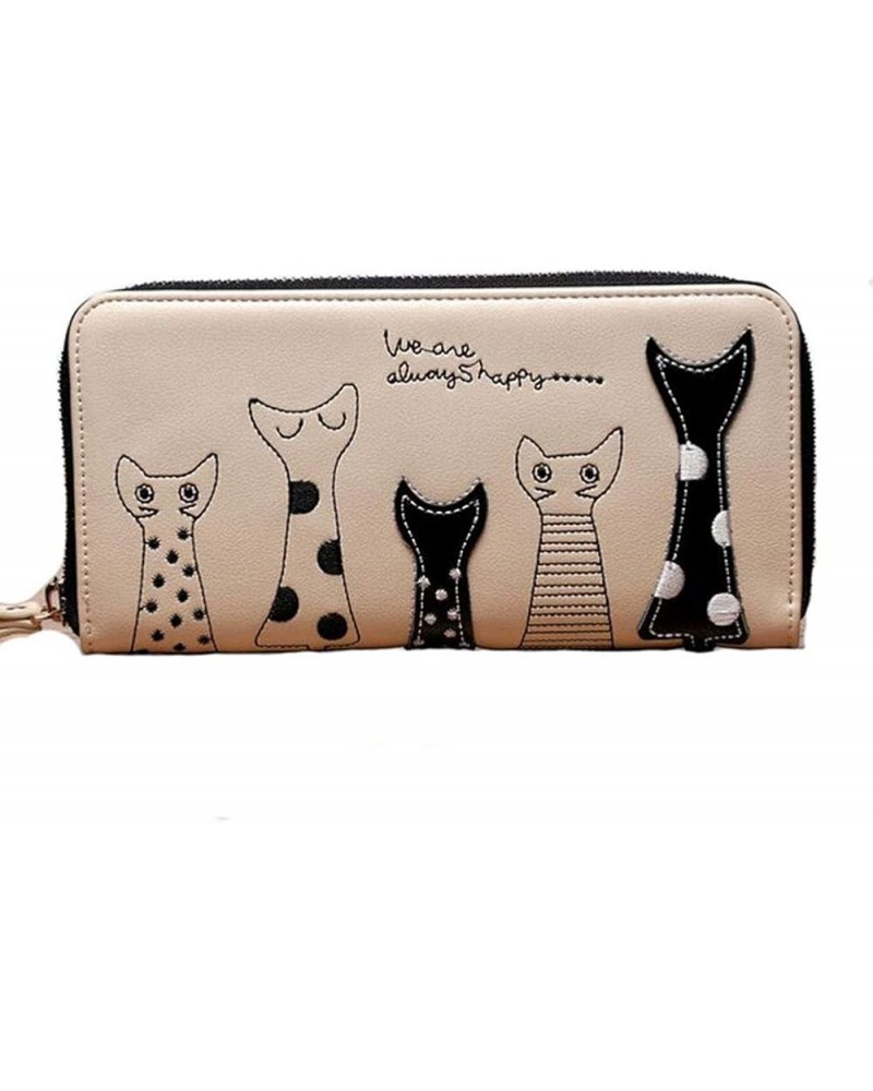 Womens Wallets Cat Long Zipper PU Leather Clutch Purse Card Holder White $9.17 Wallets