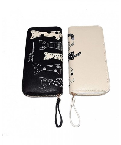 Womens Wallets Cat Long Zipper PU Leather Clutch Purse Card Holder White $9.17 Wallets