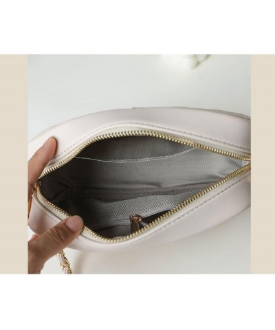 Crossbody Diamond Bag with Metal Chain Strap, Small Shoulder Bag for Women Apricot Color $13.02 Crossbody Bags