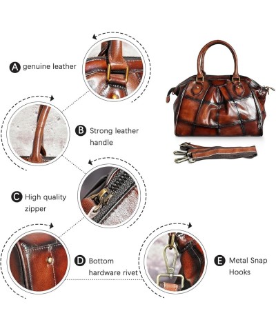 Thick Genuine Crazy Horse Leather Satchel Crossbody Handbag Top-Handle Shoulder Bag For Women 6640 804217 Wine $44.92 Crossbo...