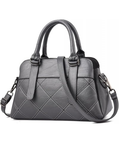 Women Soft Vegan Leather Satchel Handbag Purse Top Handle Crossbody Bags Quilted Shoulder Bag Tote for Ladies (Black) Gray $3...