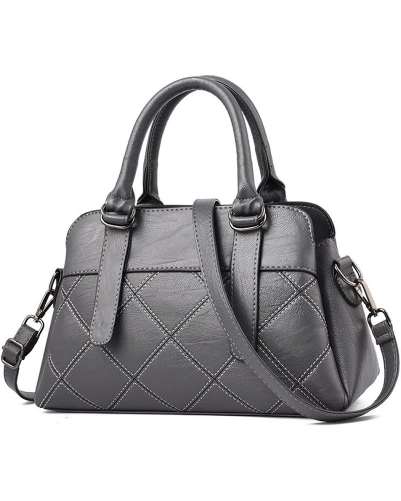 Women Soft Vegan Leather Satchel Handbag Purse Top Handle Crossbody Bags Quilted Shoulder Bag Tote for Ladies (Black) Gray $3...