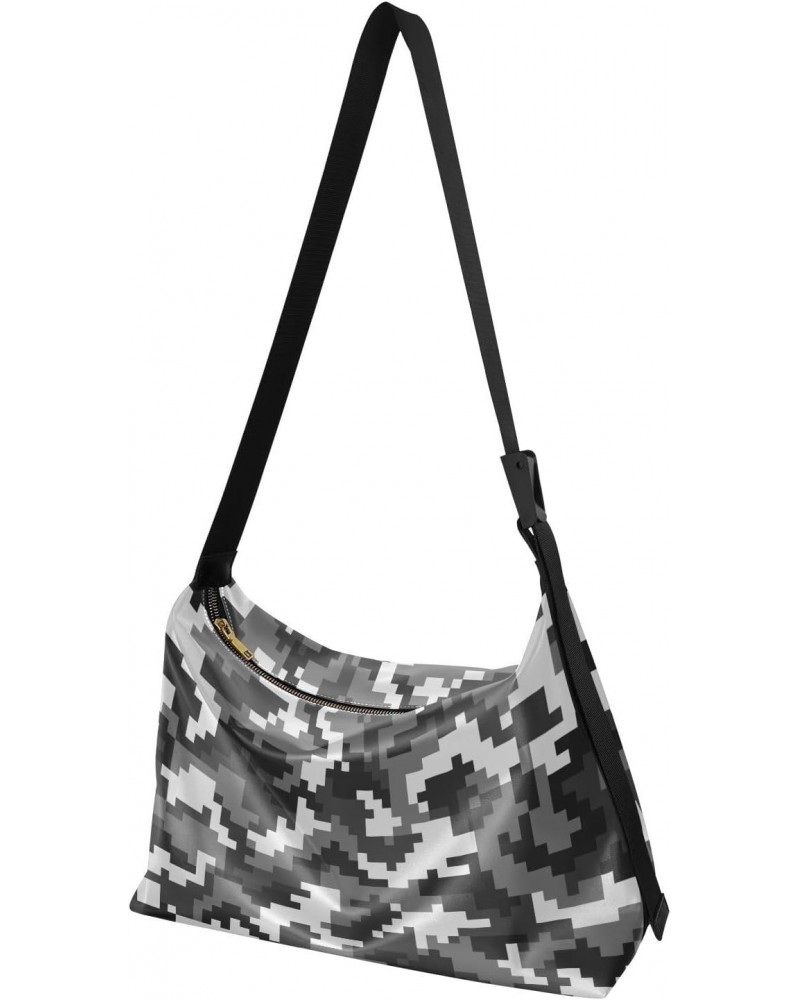 Digital Camouflage Hobo Shoulder Bag for Women Men PU Leather Crossbody Bag Slouchy Tote Handbags for Shopping Working Travel...