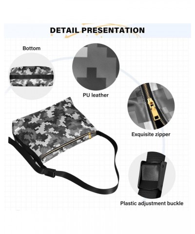 Digital Camouflage Hobo Shoulder Bag for Women Men PU Leather Crossbody Bag Slouchy Tote Handbags for Shopping Working Travel...