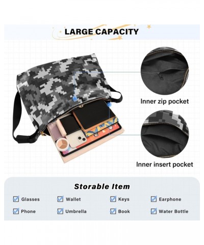 Digital Camouflage Hobo Shoulder Bag for Women Men PU Leather Crossbody Bag Slouchy Tote Handbags for Shopping Working Travel...