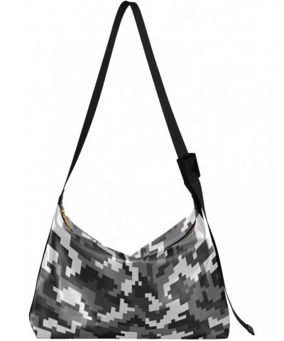 Digital Camouflage Hobo Shoulder Bag for Women Men PU Leather Crossbody Bag Slouchy Tote Handbags for Shopping Working Travel...