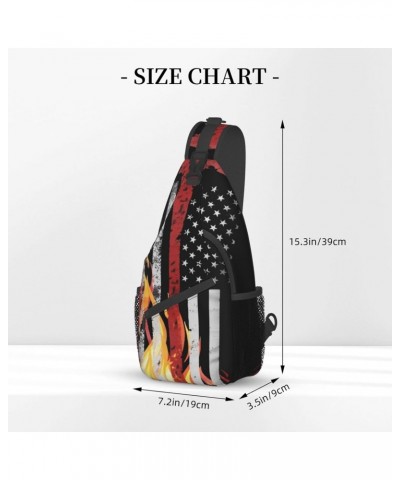 Sling Backpack Firefighter Red Thin Flag Travel Hiking Daypack Crossbody Shoulder Bag $14.27 Backpacks