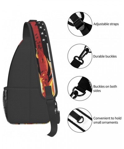 Sling Backpack Firefighter Red Thin Flag Travel Hiking Daypack Crossbody Shoulder Bag $14.27 Backpacks