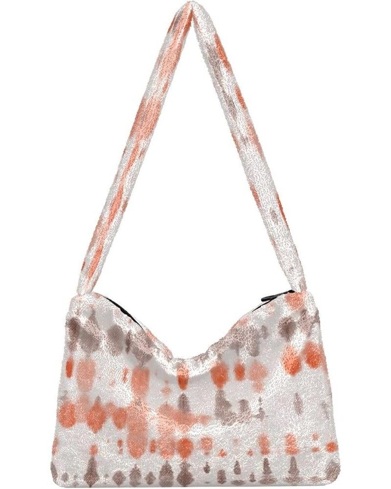 Watercolor Tie Dye Women's Hobo Bag, Fluffy Purse Girls Ladies Hobo Handbag Stripes Batik Colorful $10.29 Totes