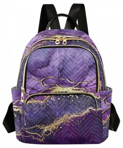 Women Backpack Marble Purple Foil Durable Travel Backpack Lightweight Handbag Lady Purse Roomy Double Zipper Weekend Bag for ...