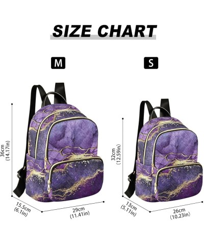 Women Backpack Marble Purple Foil Durable Travel Backpack Lightweight Handbag Lady Purse Roomy Double Zipper Weekend Bag for ...