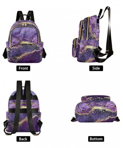 Women Backpack Marble Purple Foil Durable Travel Backpack Lightweight Handbag Lady Purse Roomy Double Zipper Weekend Bag for ...