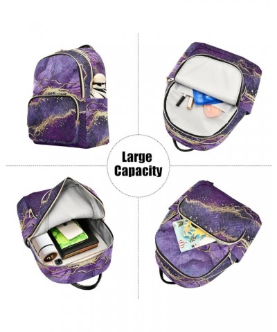 Women Backpack Marble Purple Foil Durable Travel Backpack Lightweight Handbag Lady Purse Roomy Double Zipper Weekend Bag for ...