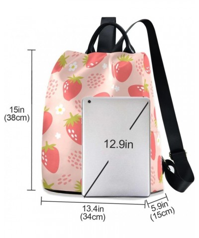 Backpack Purse for Women Fashion Travel Anti-theft Strawberry Dot Pink Daypack Casual Shoulder Bag Medium Size $24.79 Backpacks